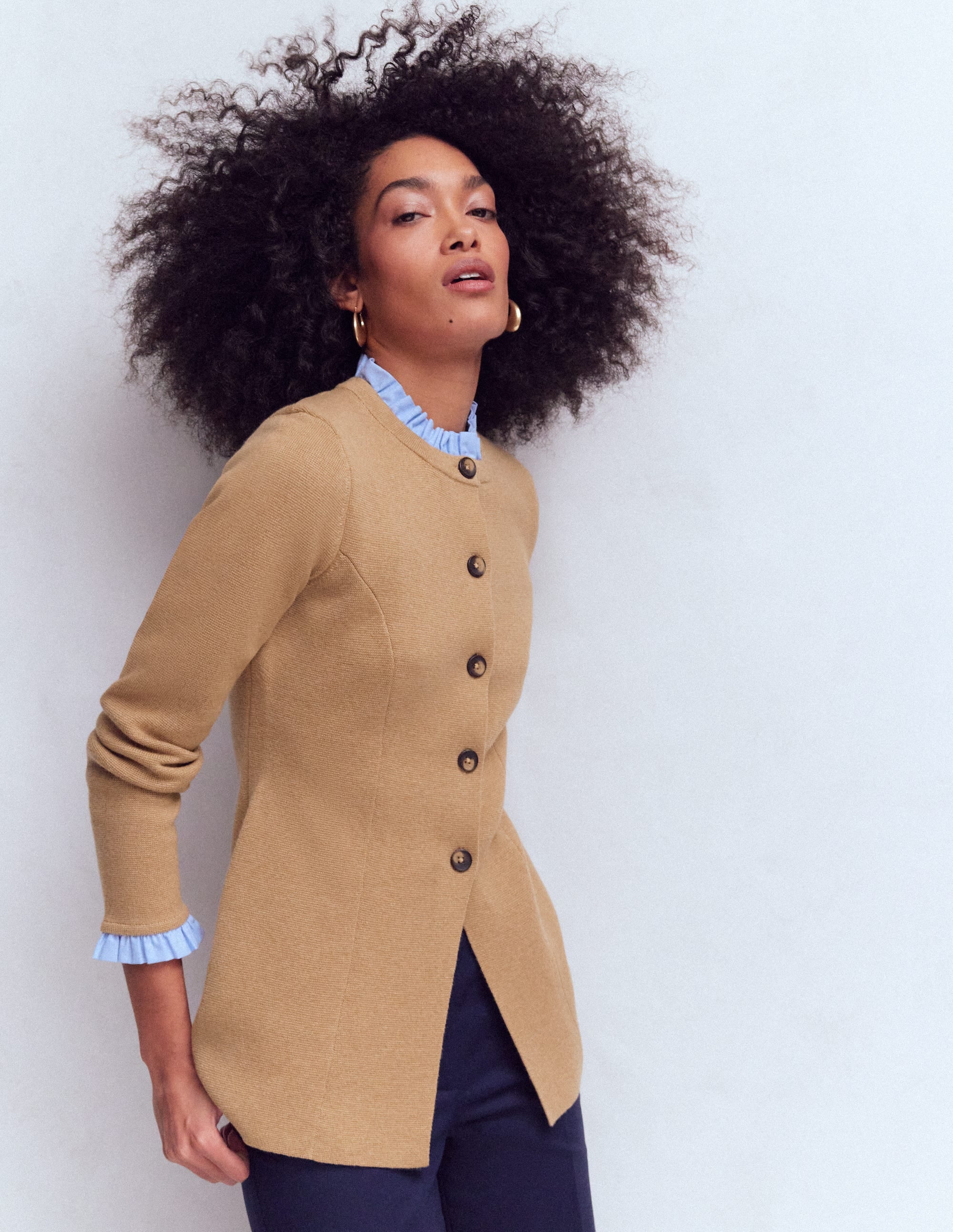 Joanna Fitted Knitted Jacket-Camel Melange - Image 1