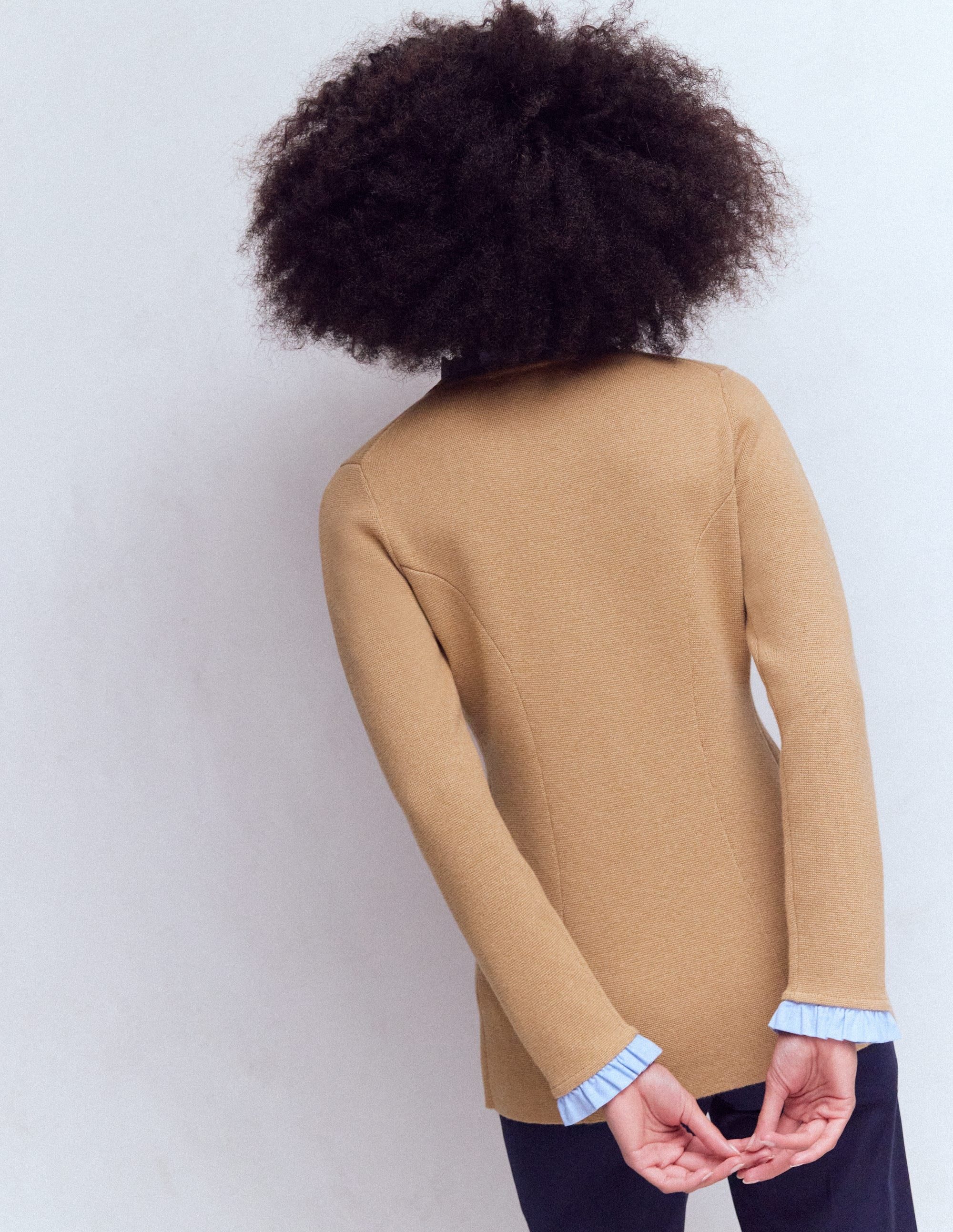 Joanna Fitted Knitted Jacket-Camel Melange - Image 3