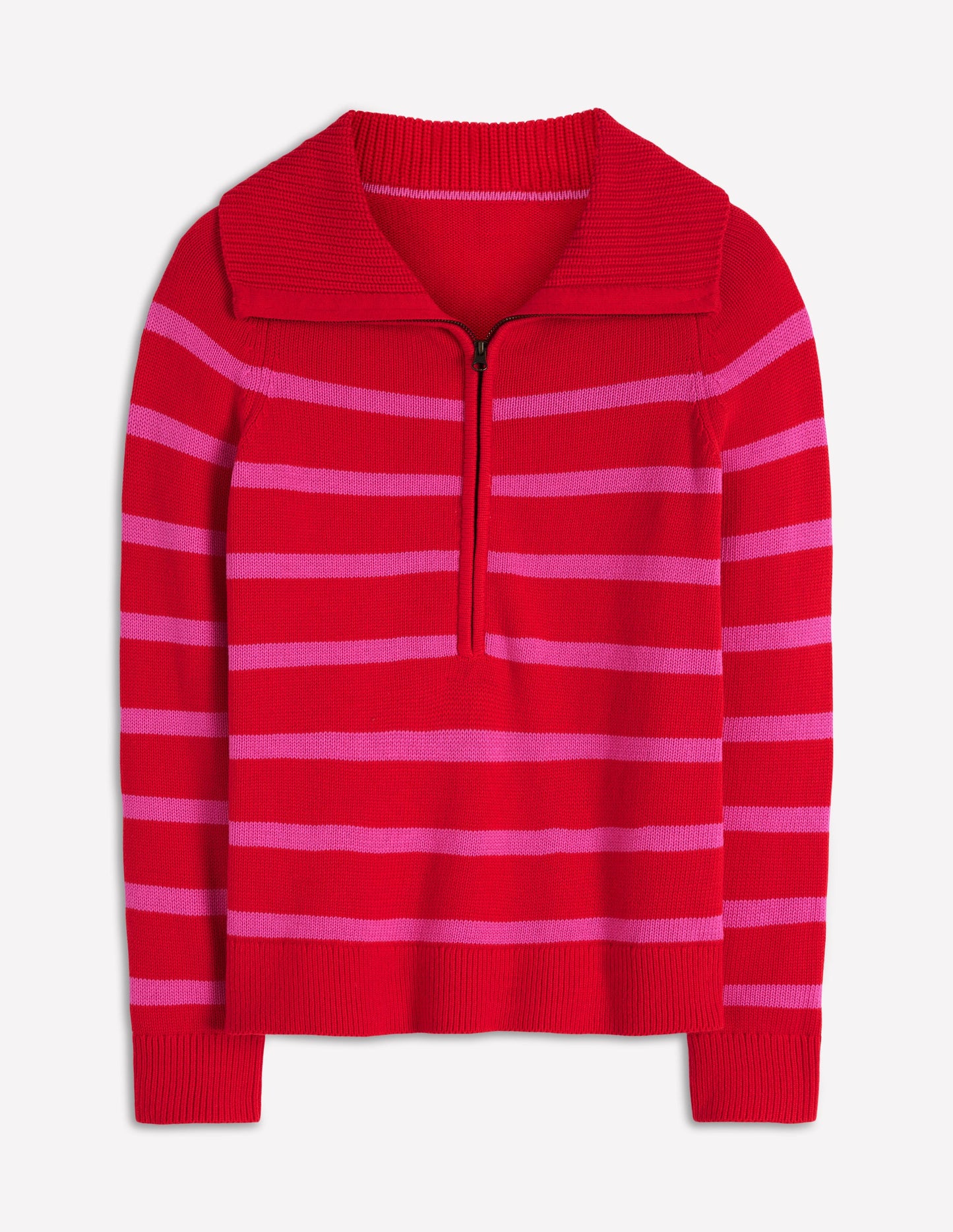 Lucy Half-zip Jumper-Pink/ Red