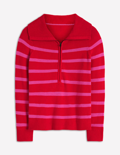 Lucy Half-zip Jumper-Pink/ Red-5