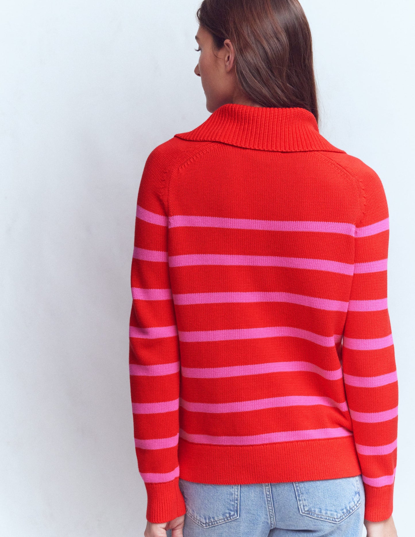 Lucy Half-zip Jumper-Pink/ Red