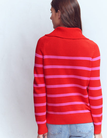Lucy Half-zip Jumper-Pink/ Red-3