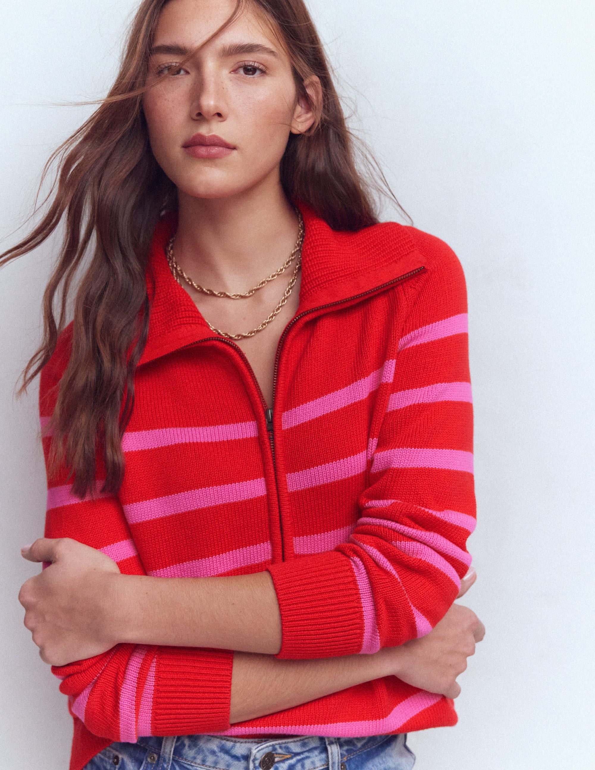 Lucy Half Zip Jumper-Pink/ Red - Image 4