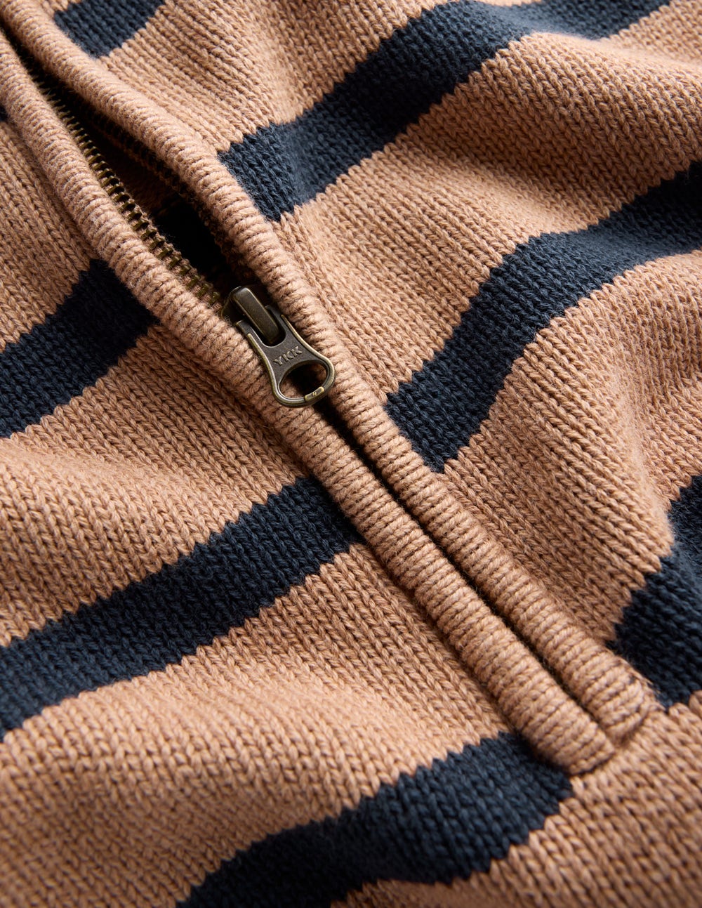 Lucy Half-zip Jumper-Camel Melange, Navy Stripe