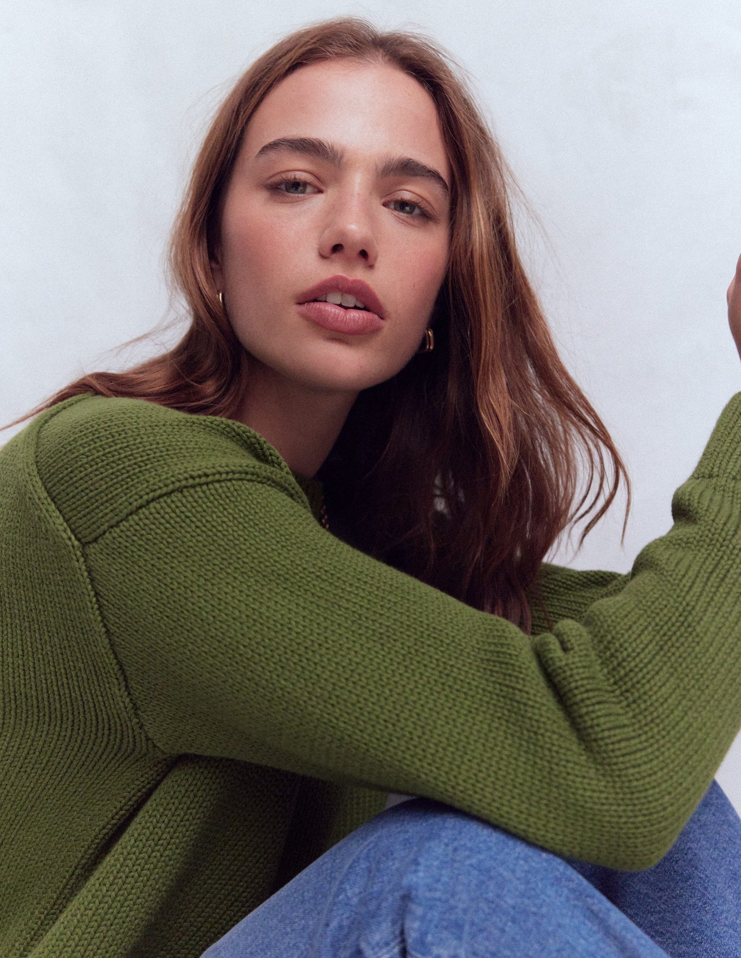 Lucy Oversized Cotton Jumper-Promenade Green