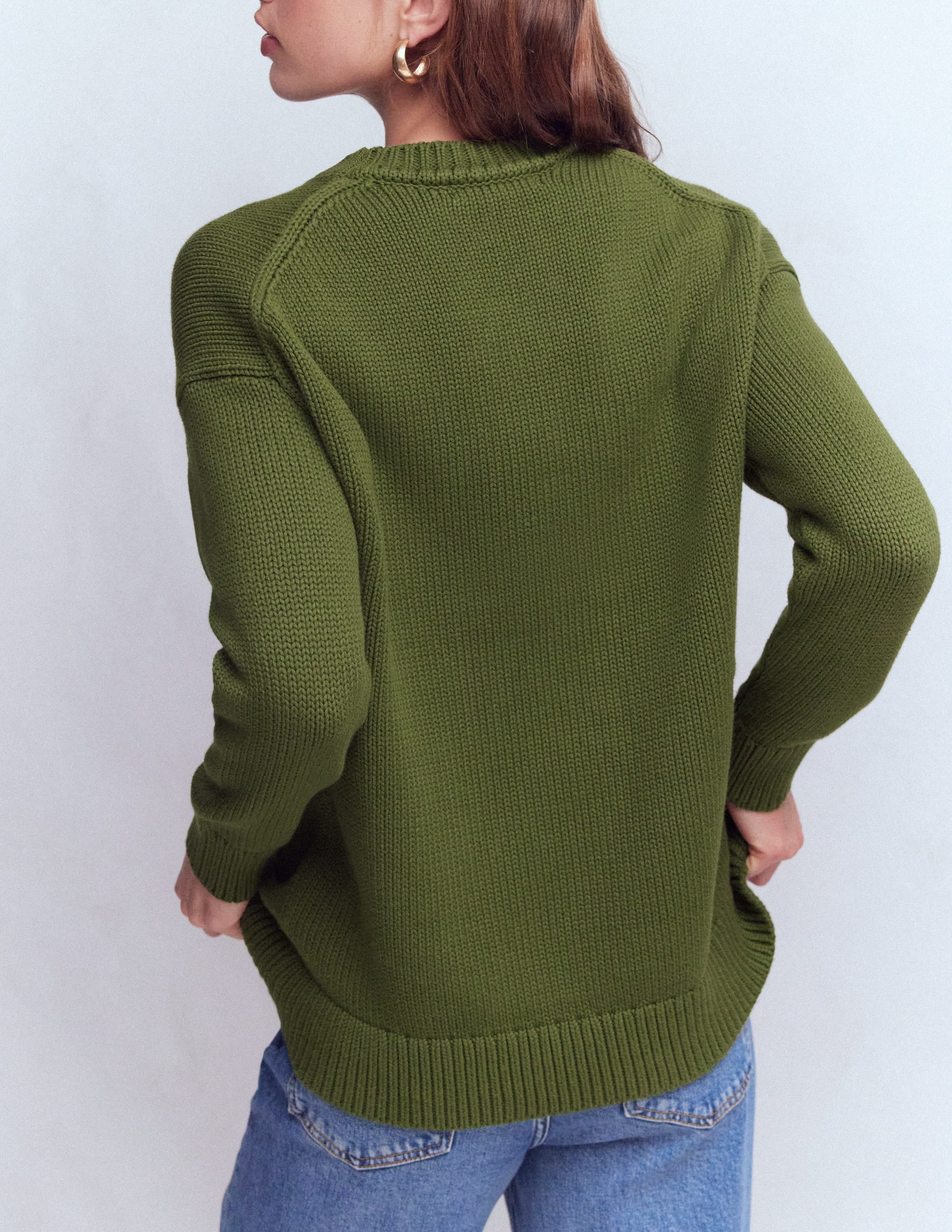 Lucy Oversized Cotton Jumper-Promenade Green - Image 3