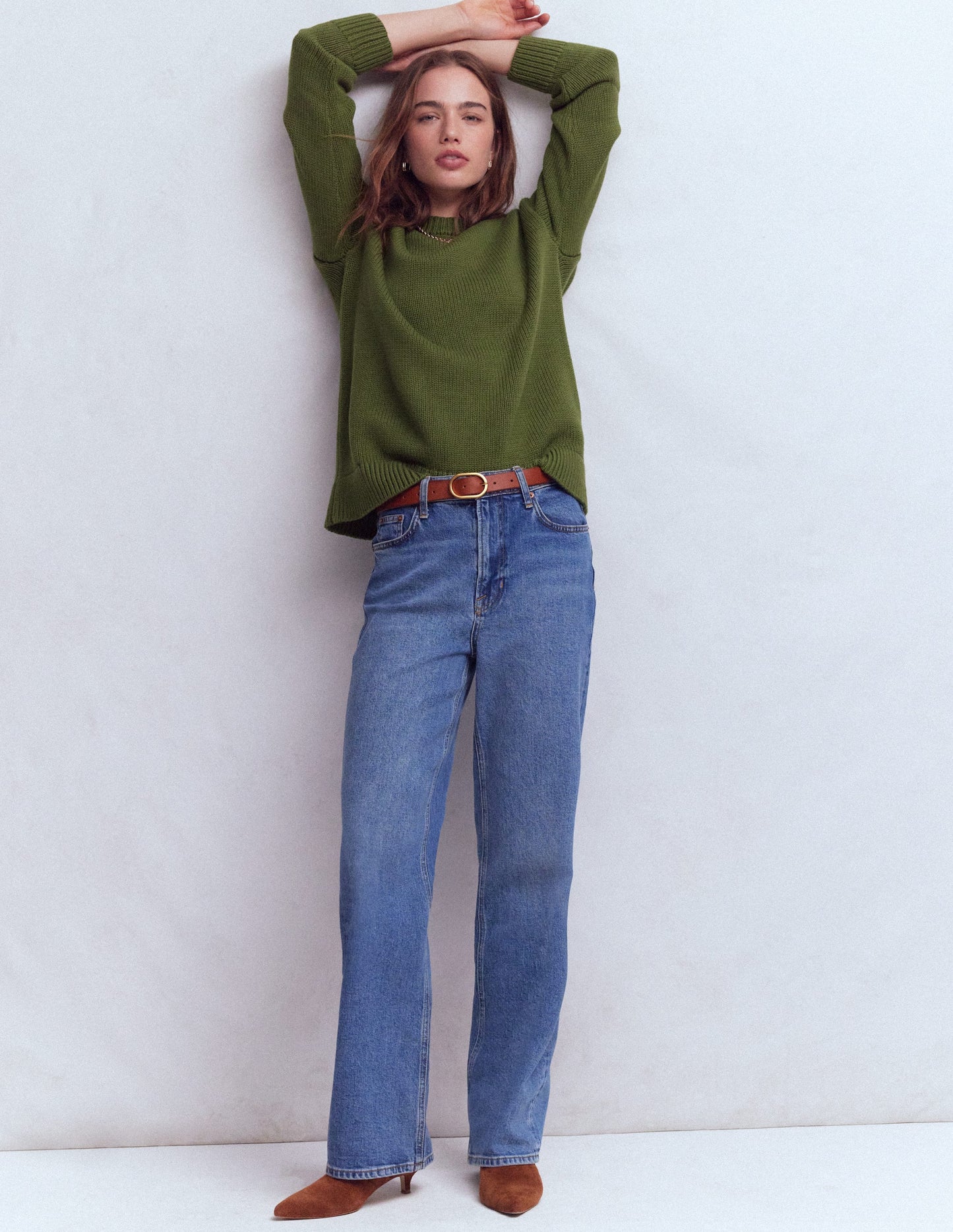 Lucy Oversized Cotton Jumper-Promenade Green