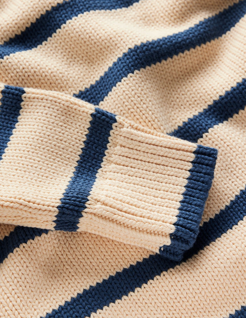 Lucy Oversized Cotton Jumper-Almond Milk/ Denim Blue Stripe-8