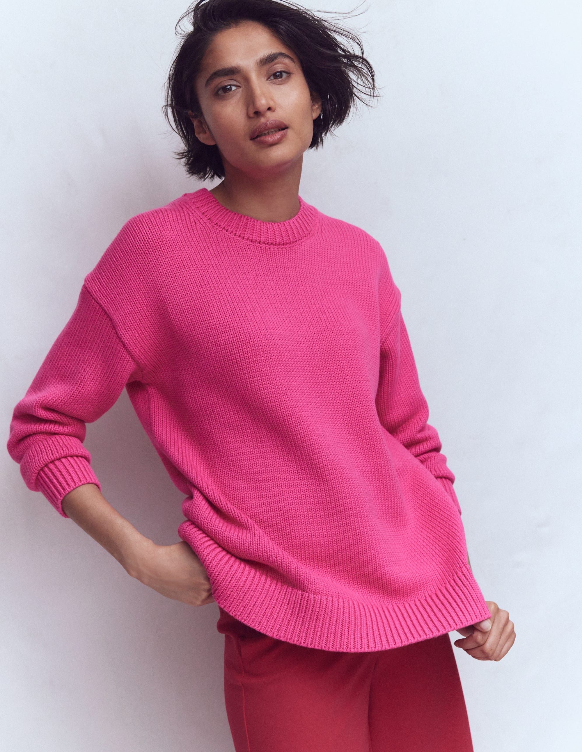 Lucy Oversized Cotton Jumper-Pink Peony - Image 4