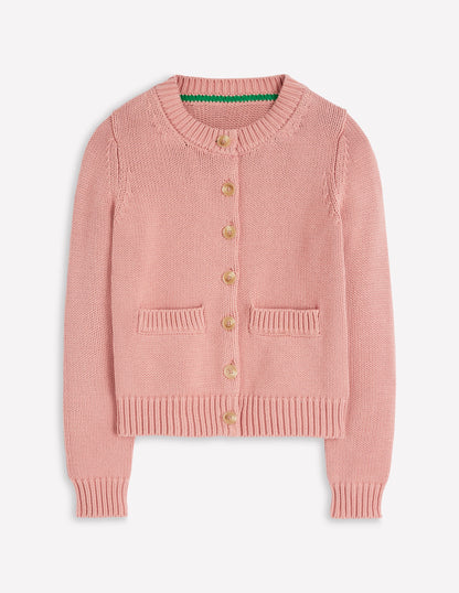 Lucy Chunky Cotton Cardigan-Pink-5