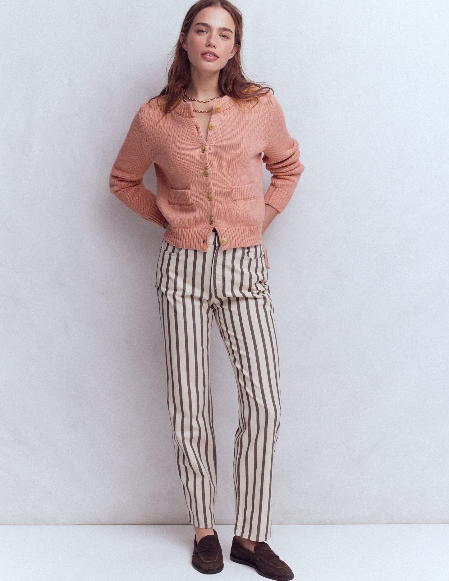 Lucy Chunky Cotton Cardigan-Pink