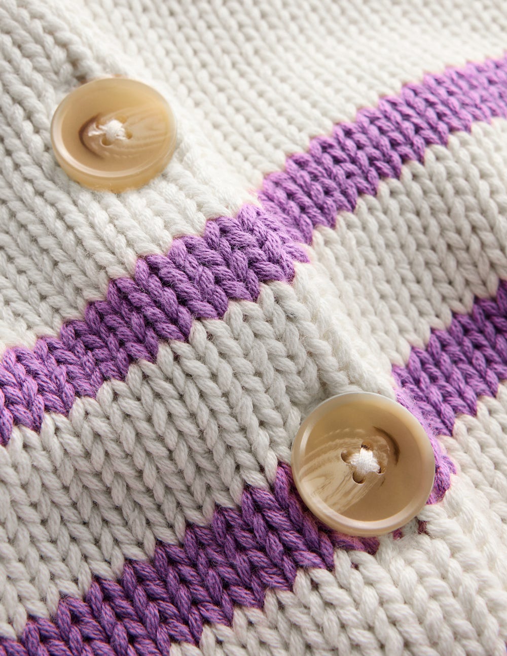 Lucy Chunky Cotton Cardigan-Warm Ivory/ Mulberry Purple - Image 7