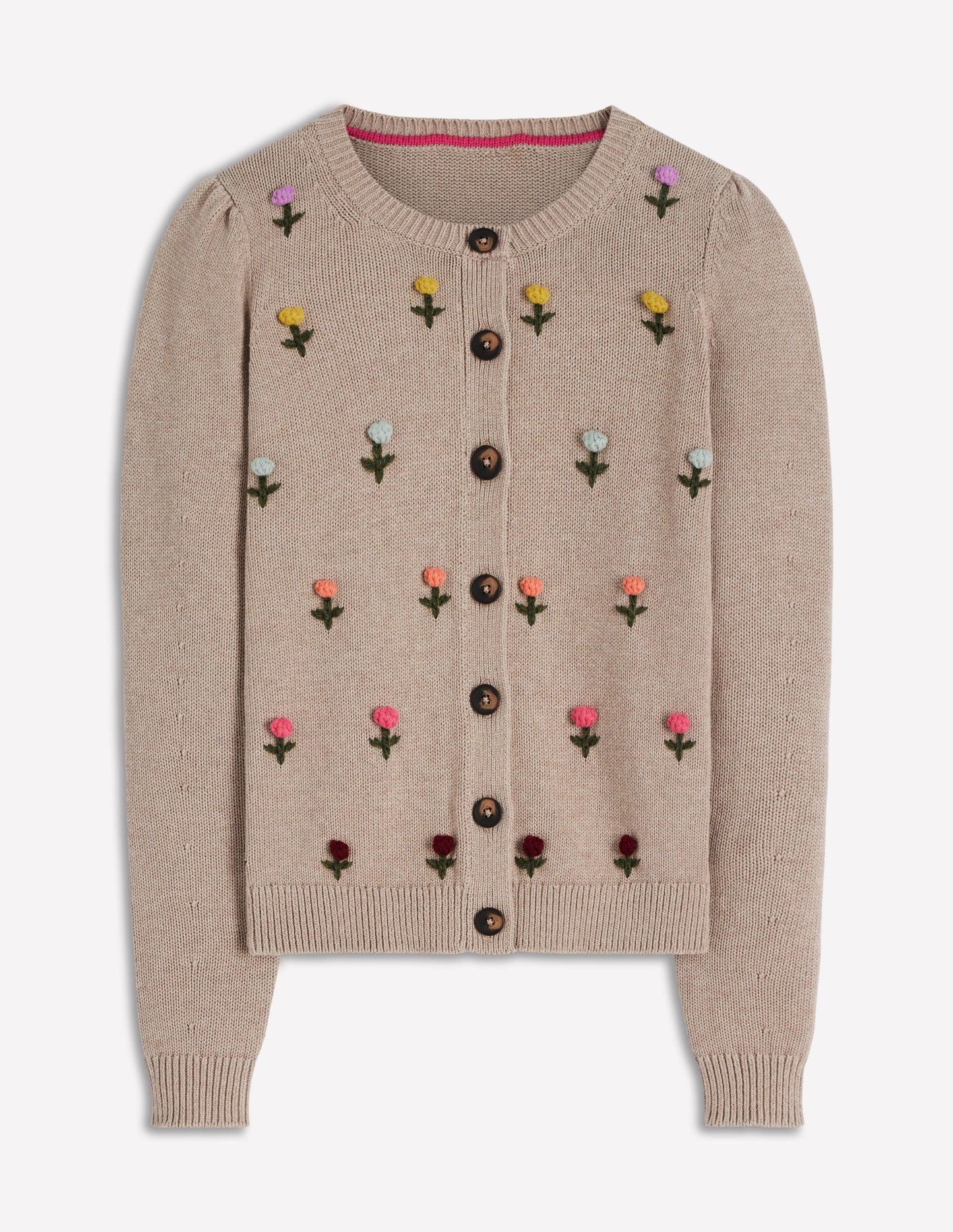 Davina Puff Sleeve Cardigan-Chinchilla Embroidery