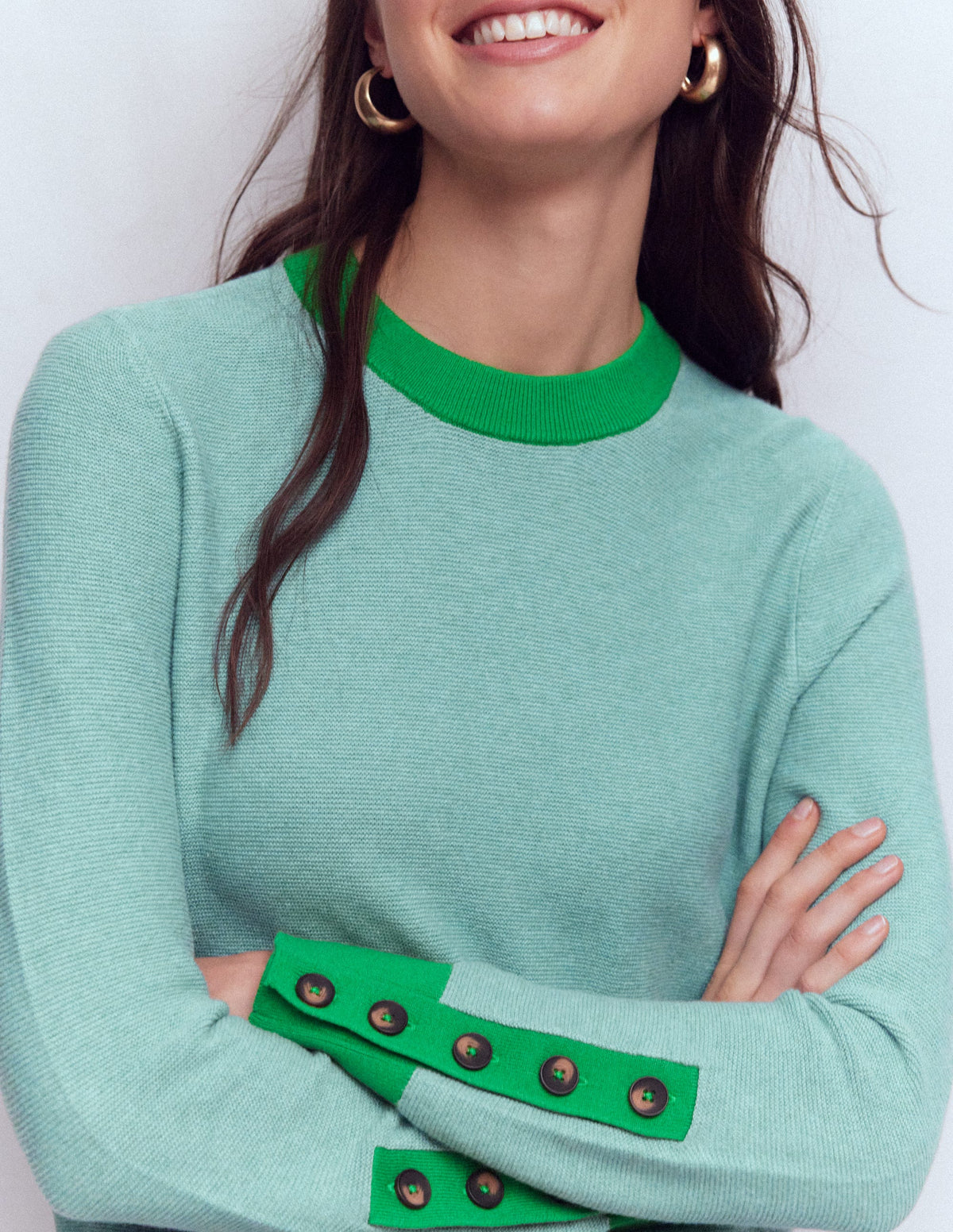Grace Colour Block Jumper-Cloudy Jade Blue - Image 2