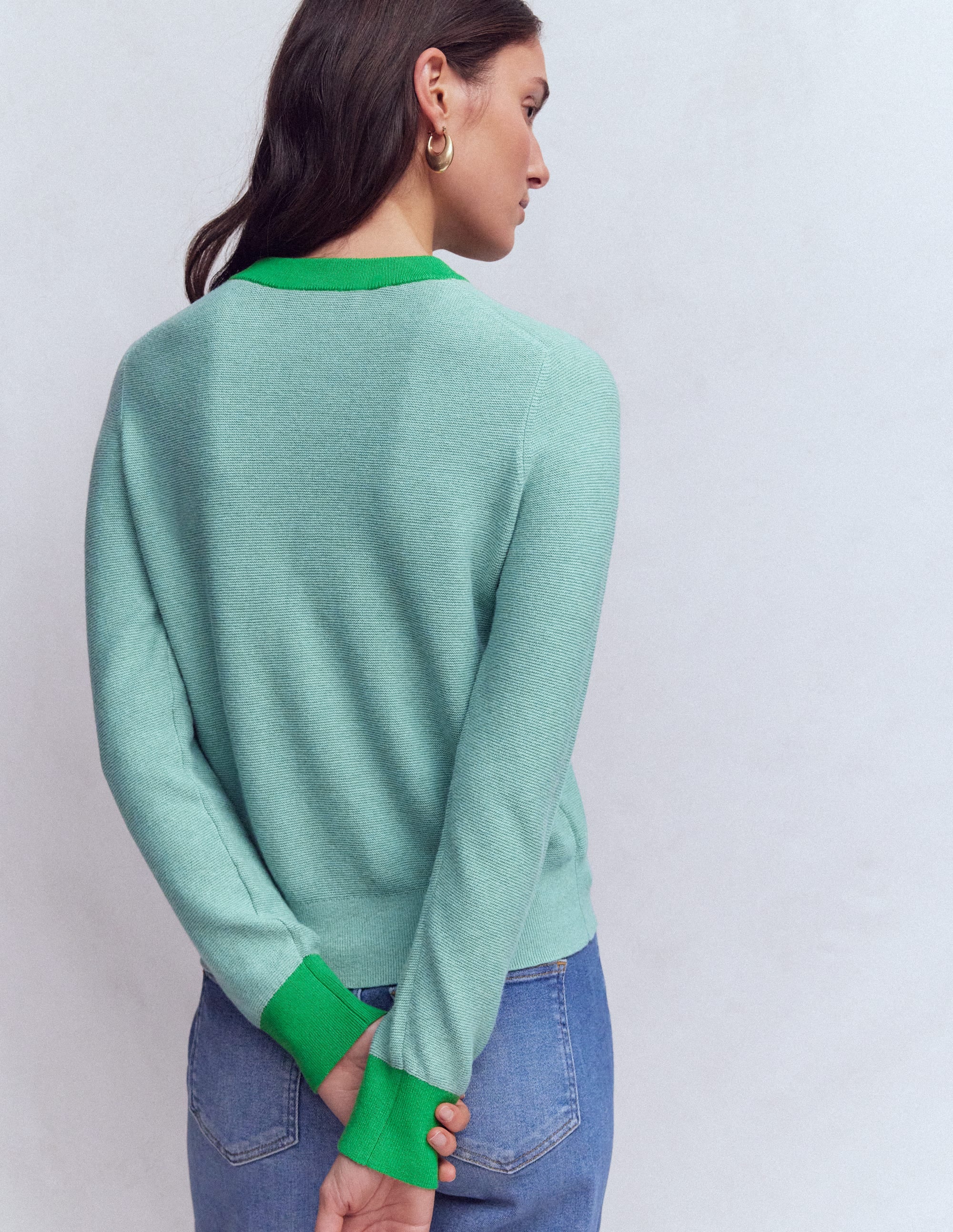 Grace Colour Block Jumper-Cloudy Jade Blue - Image 3