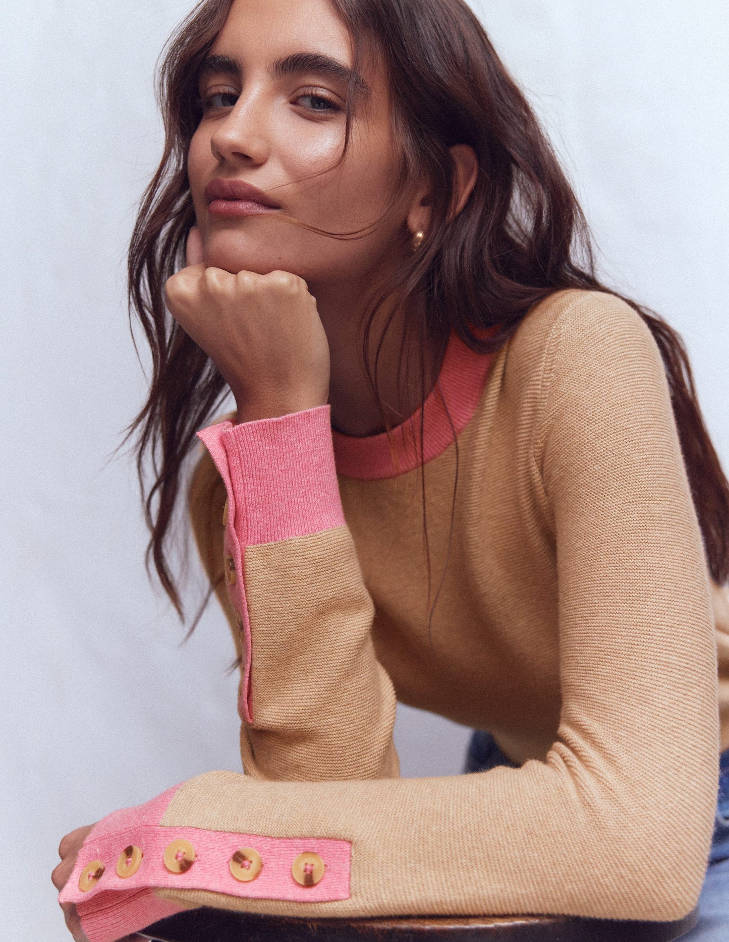 Grace Colour Block Jumper-Vellum