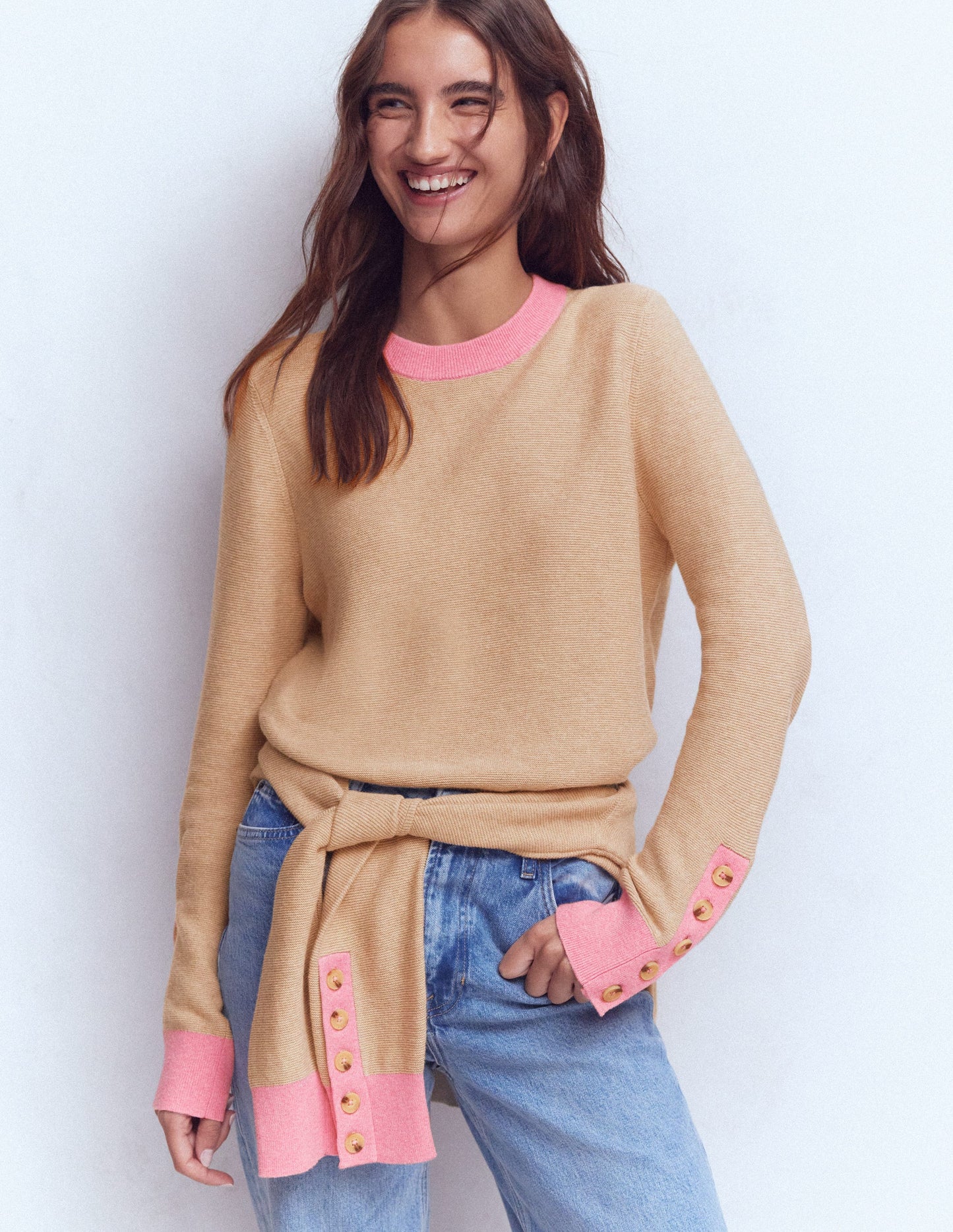 Grace Colour Block Jumper-Vellum