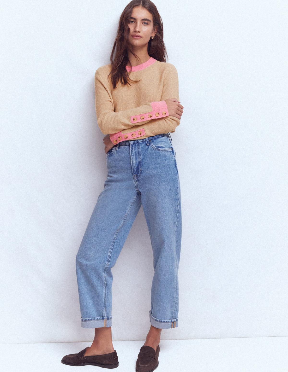 Grace Colour Block Jumper-Vellum - Image 4