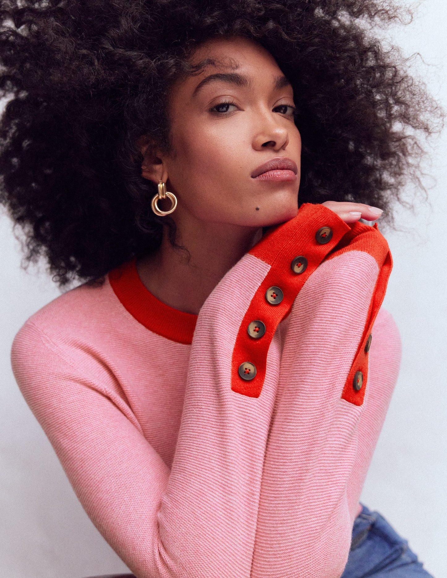 Grace Colour Block Jumper-Pink Lady