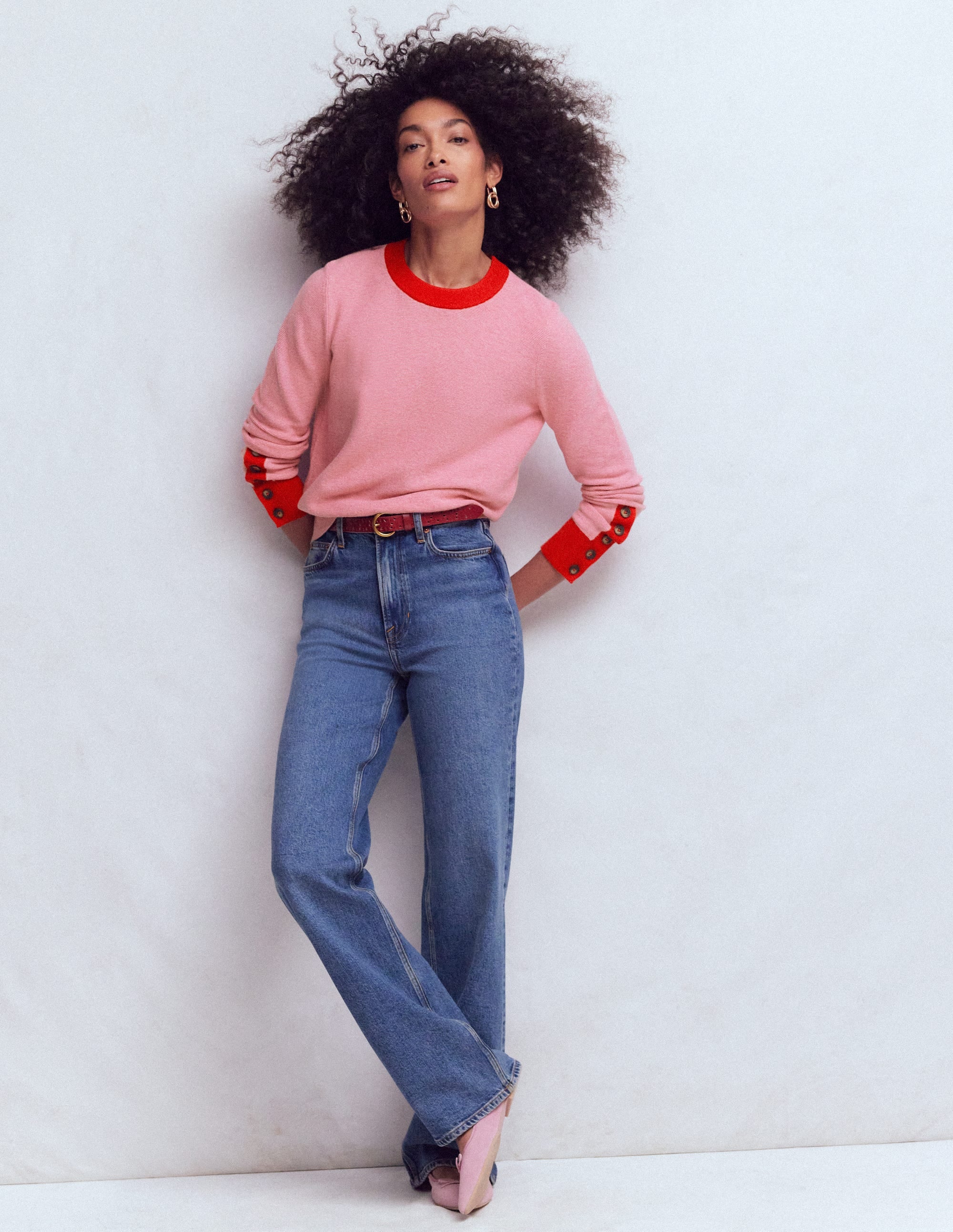 Grace Colour Block Jumper-Pink Lady - Image 4