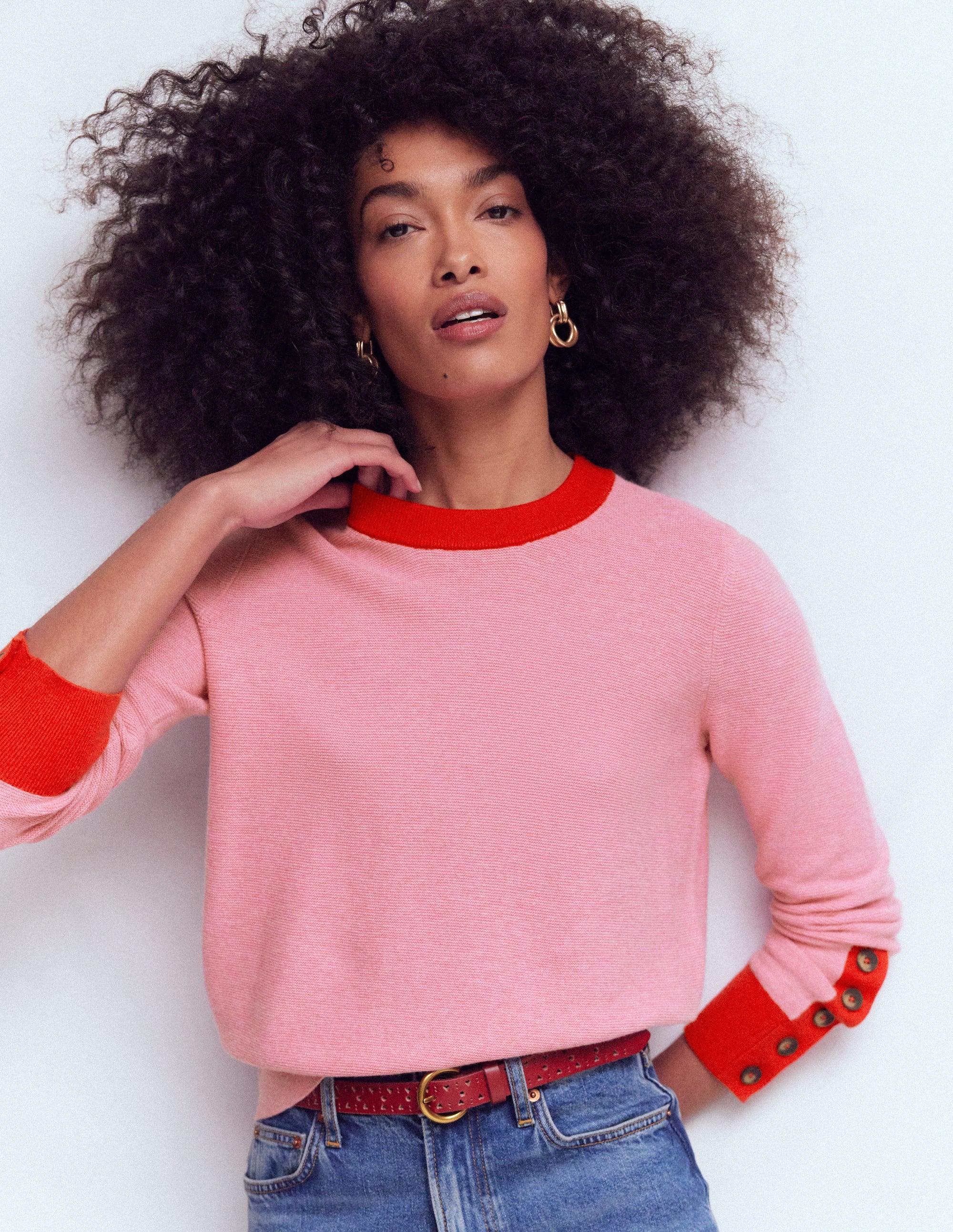 Grace Colour Block Jumper-Pink Lady - Image 5
