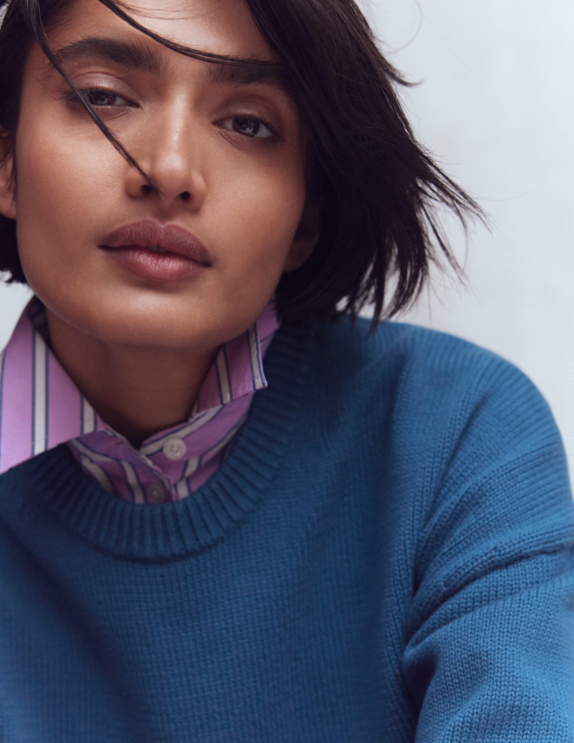 Lucy Relaxed Cotton Jumper-Denim Blue - Image 4