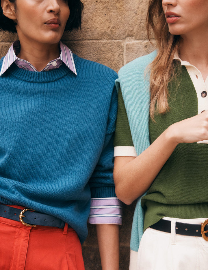 Lucy Relaxed Cotton Jumper-Denim Blue