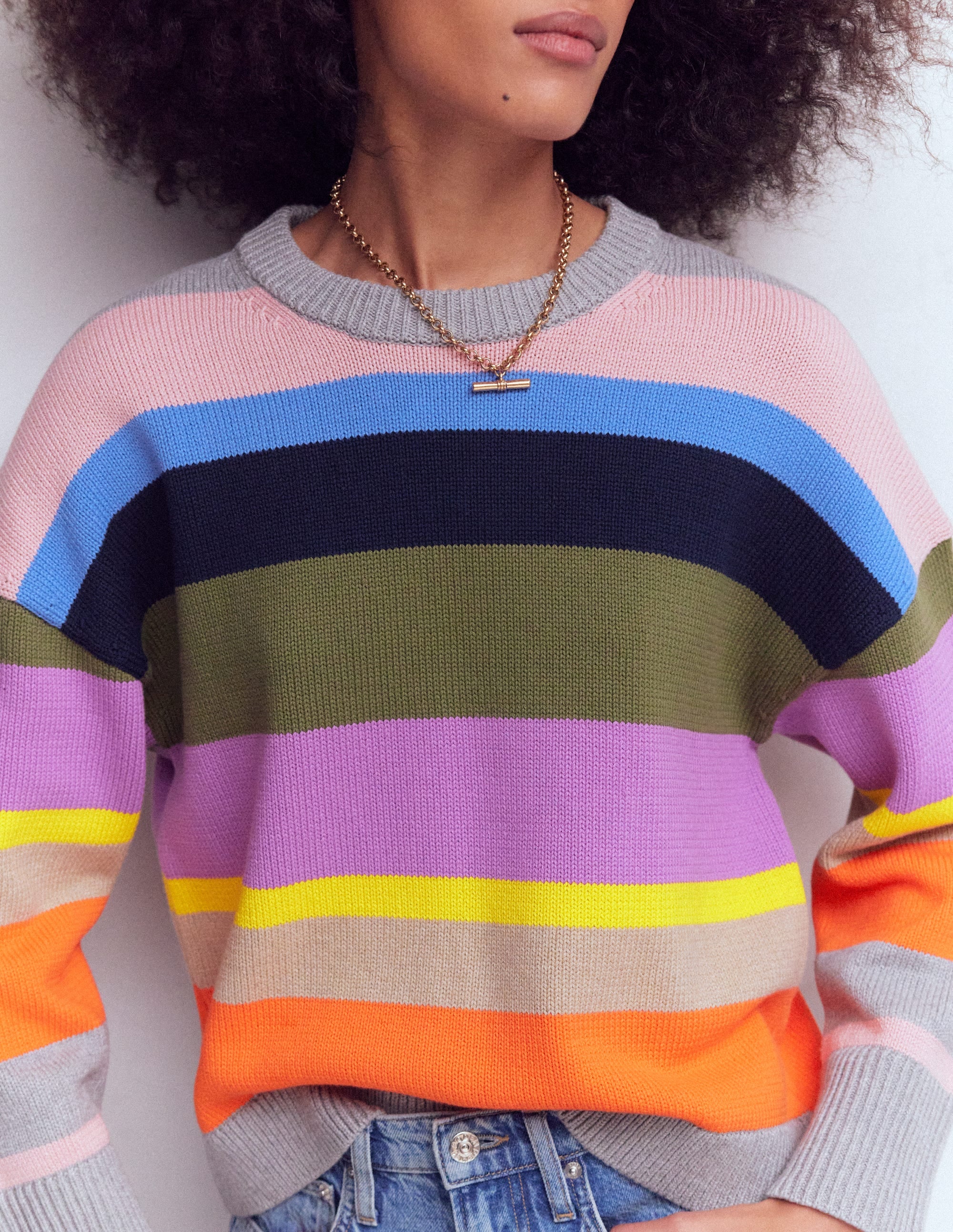 Lucy Relaxed Cotton Jumper-Mutli, Rainbow - Image 2