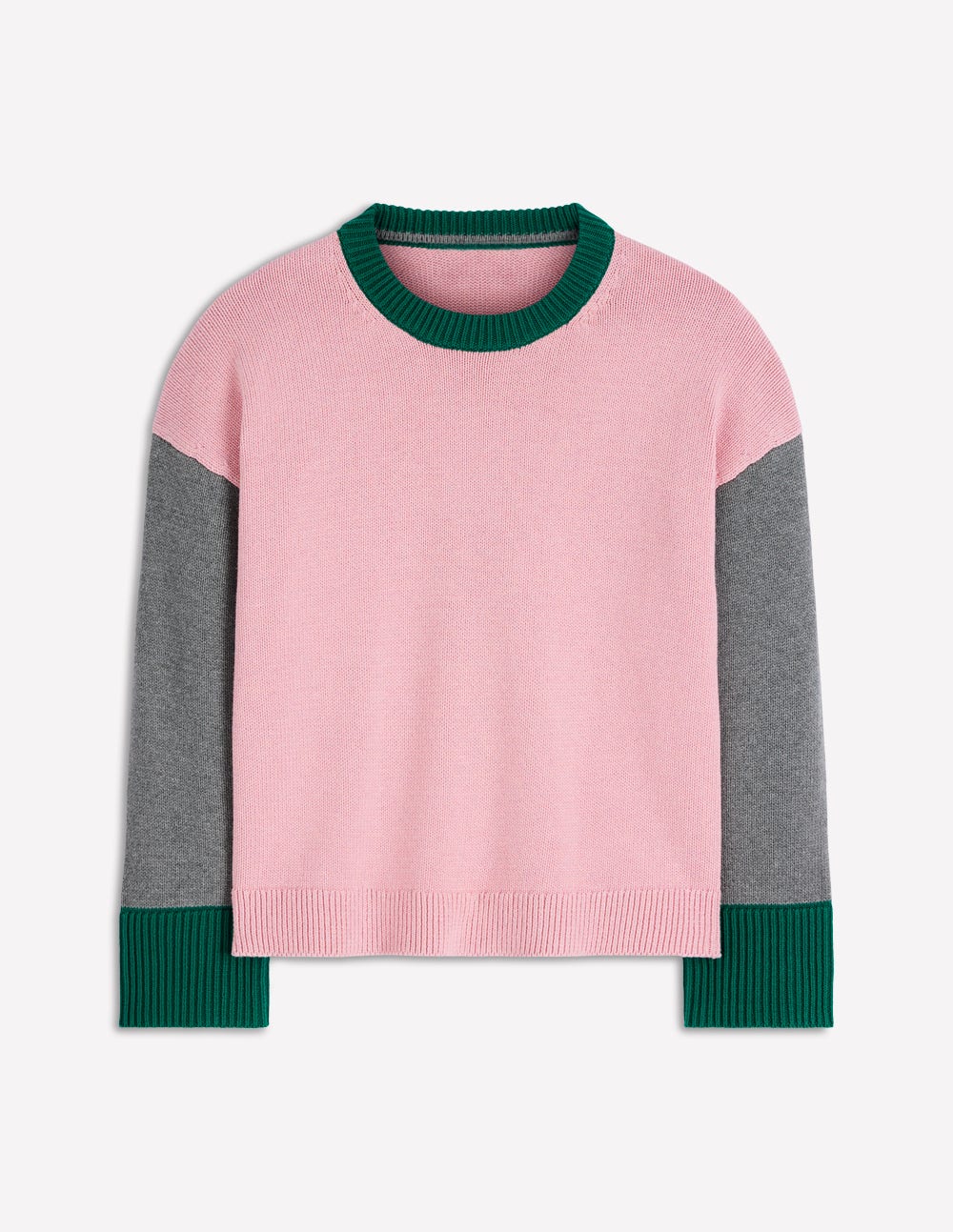 Lucy Relaxed Cotton Jumper-Pink, Grey, Green