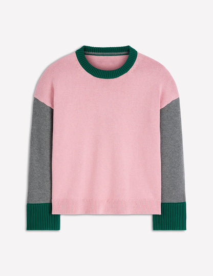 Lucy Relaxed Cotton Jumper-Pink, Grey, Green-5