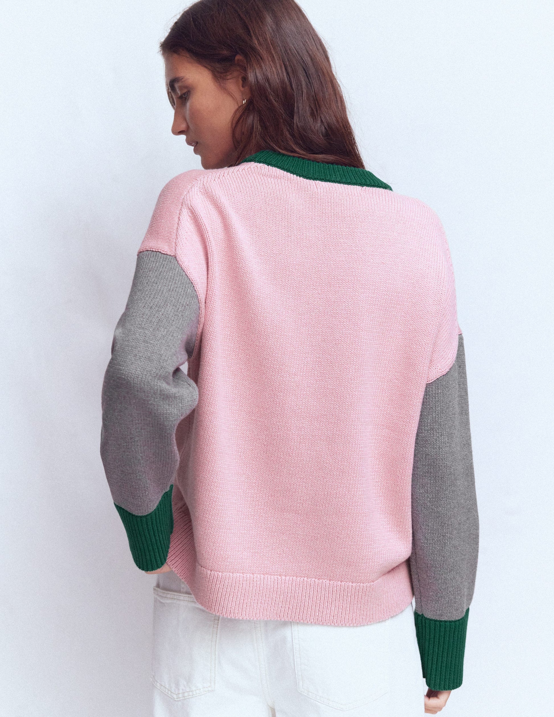 Lucy Relaxed Cotton Jumper-Pink, Grey, Green-4