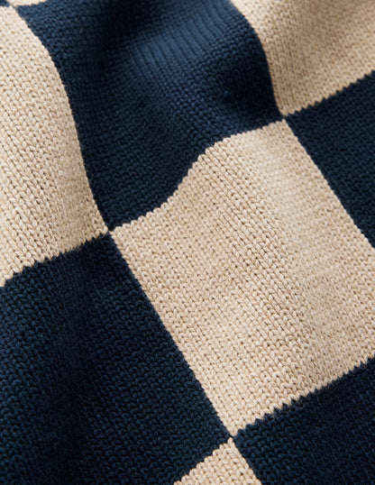 Lucy Cotton Tank-Camel / Navy Check-6