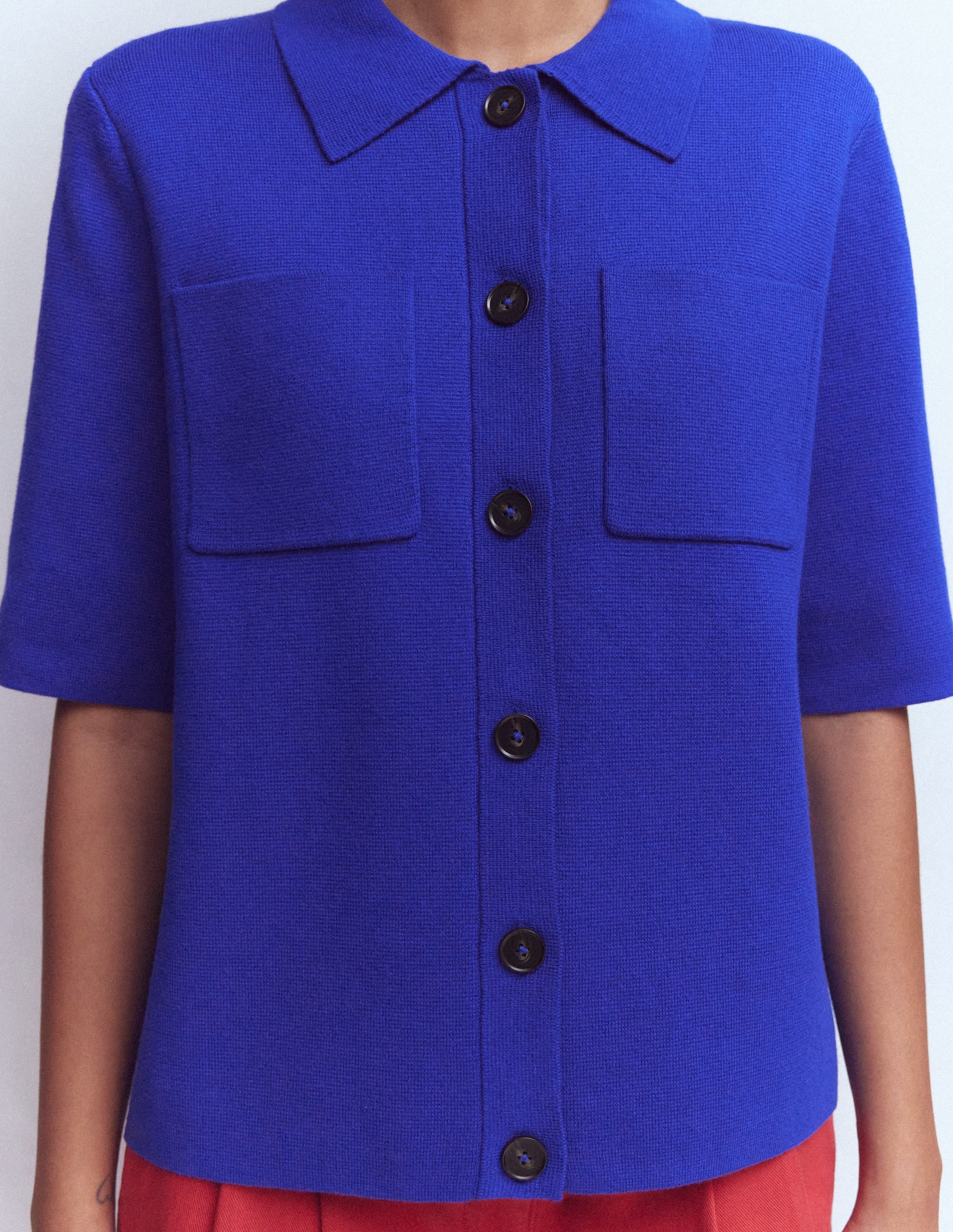 Short Sleeve Knit Shirt-Bright Blue - Image 2