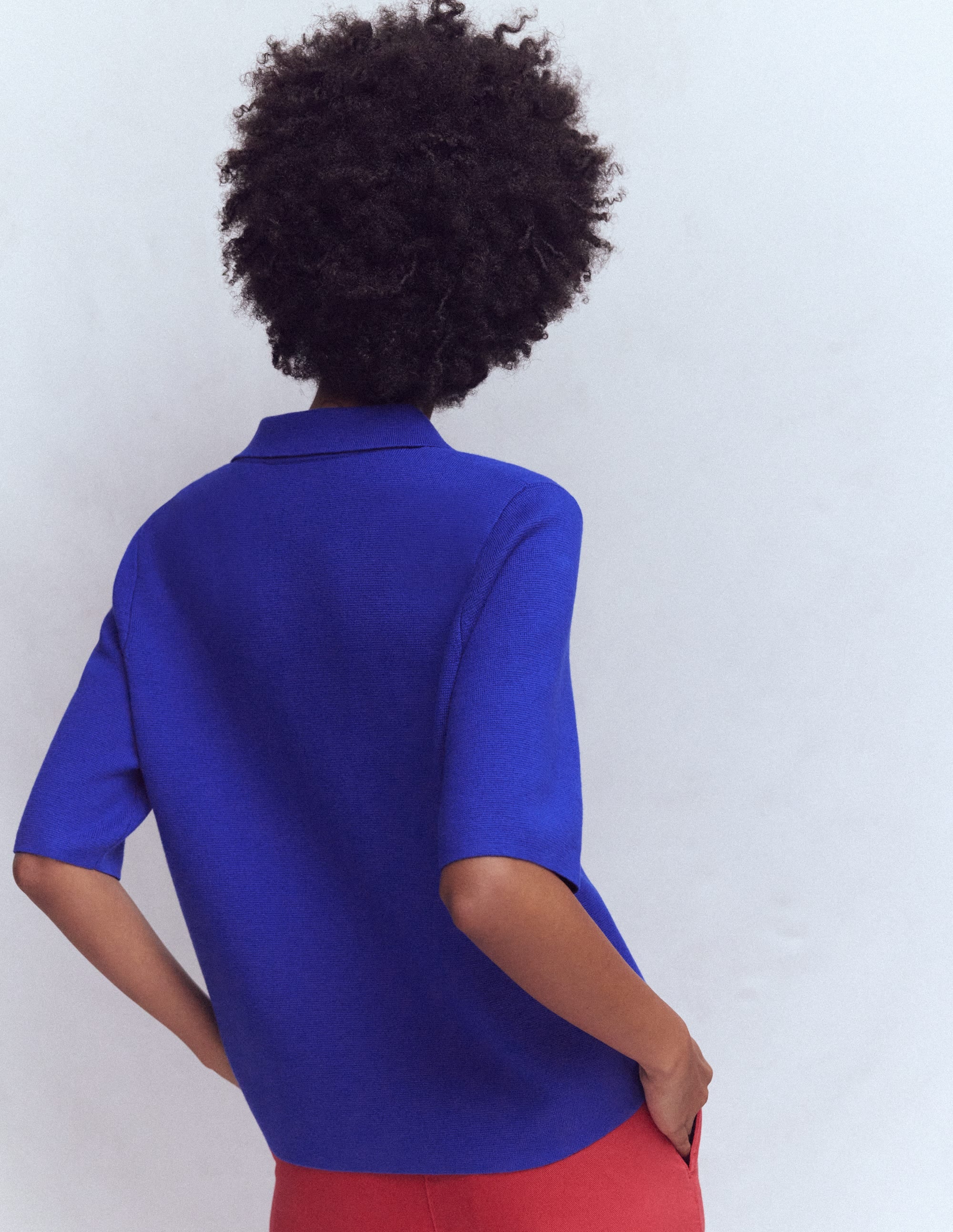 Short Sleeve Knit Shirt-Bright Blue - Image 3
