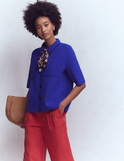 Short Sleeve Knit Shirt-Bright Blue-4