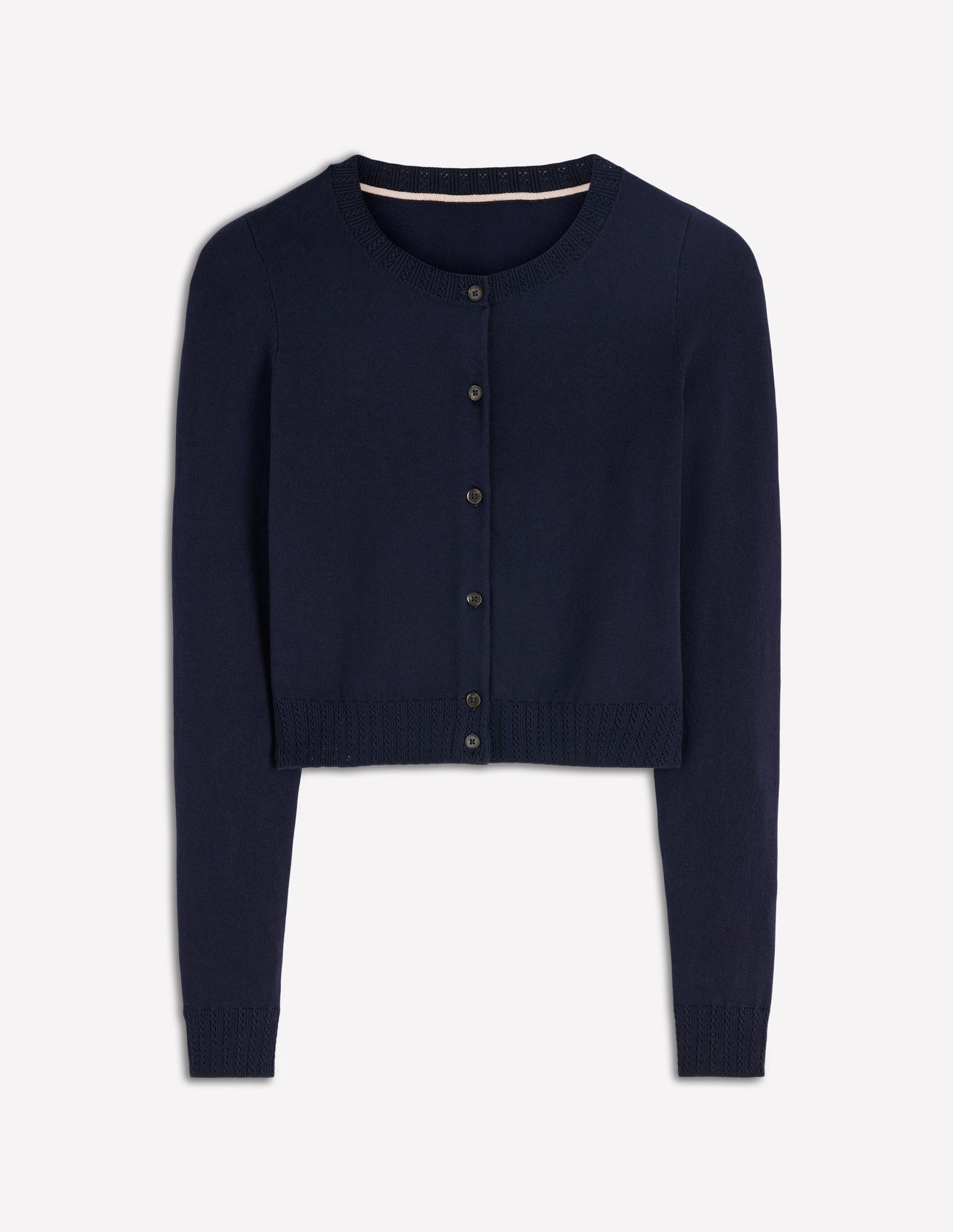 Emilia Cotton Cropped Cardigan-Navy