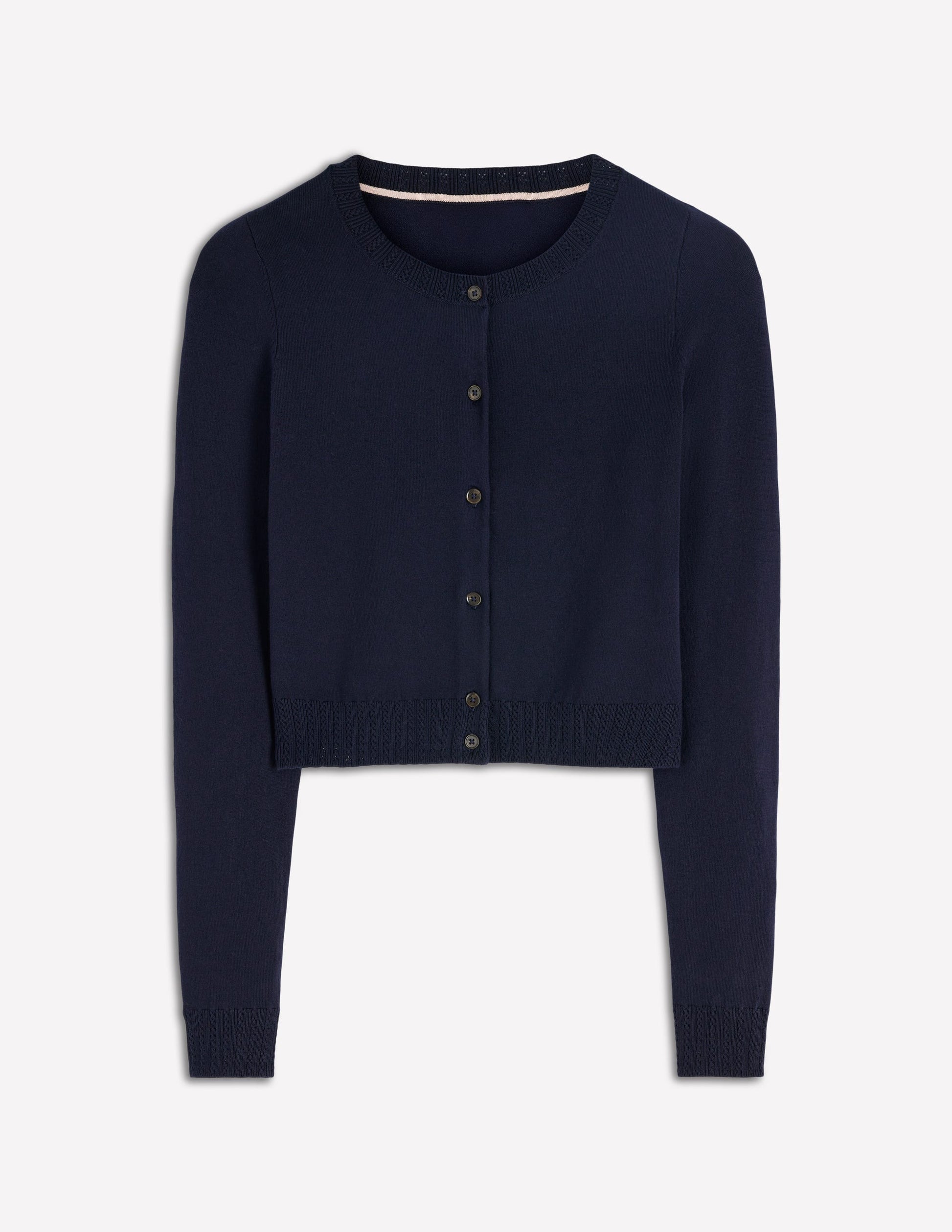 Emilia Cotton Cropped Cardigan-Navy-6