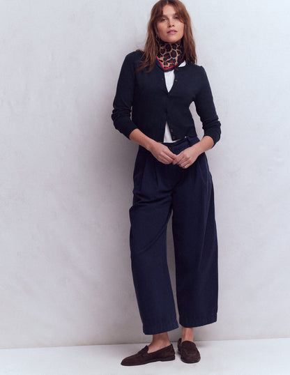 Emilia Cotton Cropped Cardigan-Navy-4