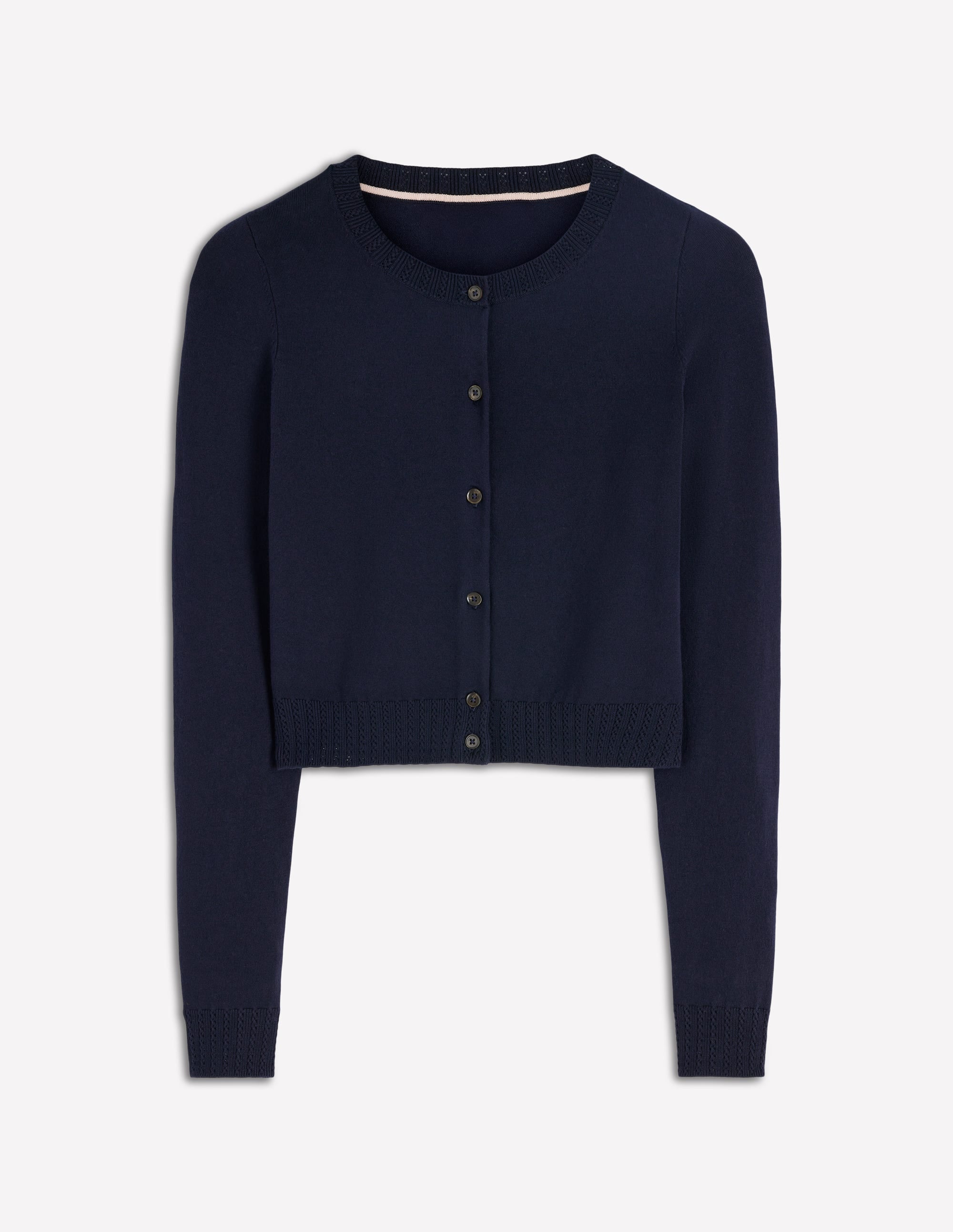 Emilia Cotton Cropped Cardigan-Navy - Image 6