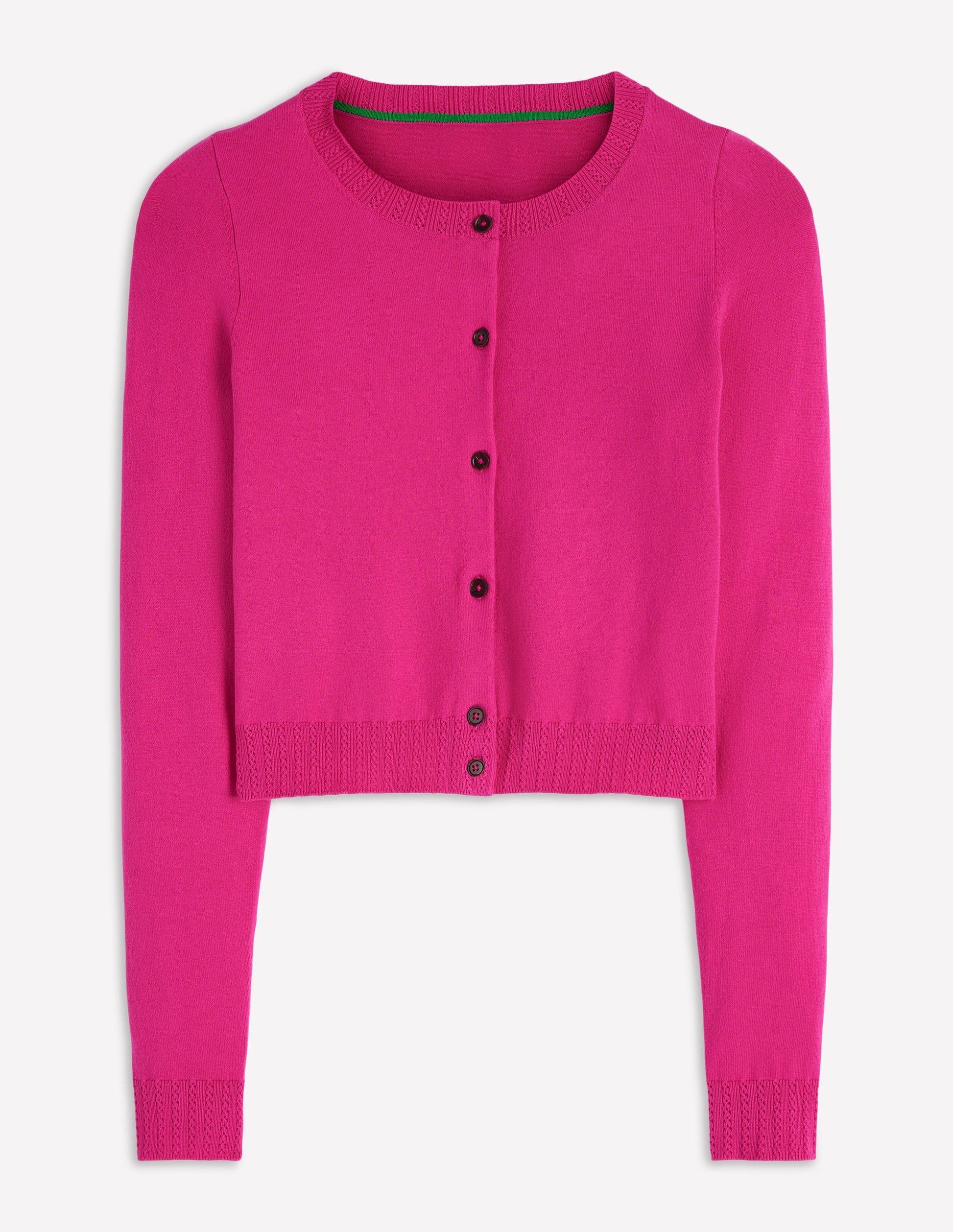 Emilia Cotton Cropped Cardigan-Pink Peony-5