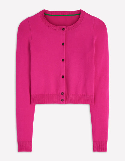 Emilia Cotton Cropped Cardigan-Pink Peony-5