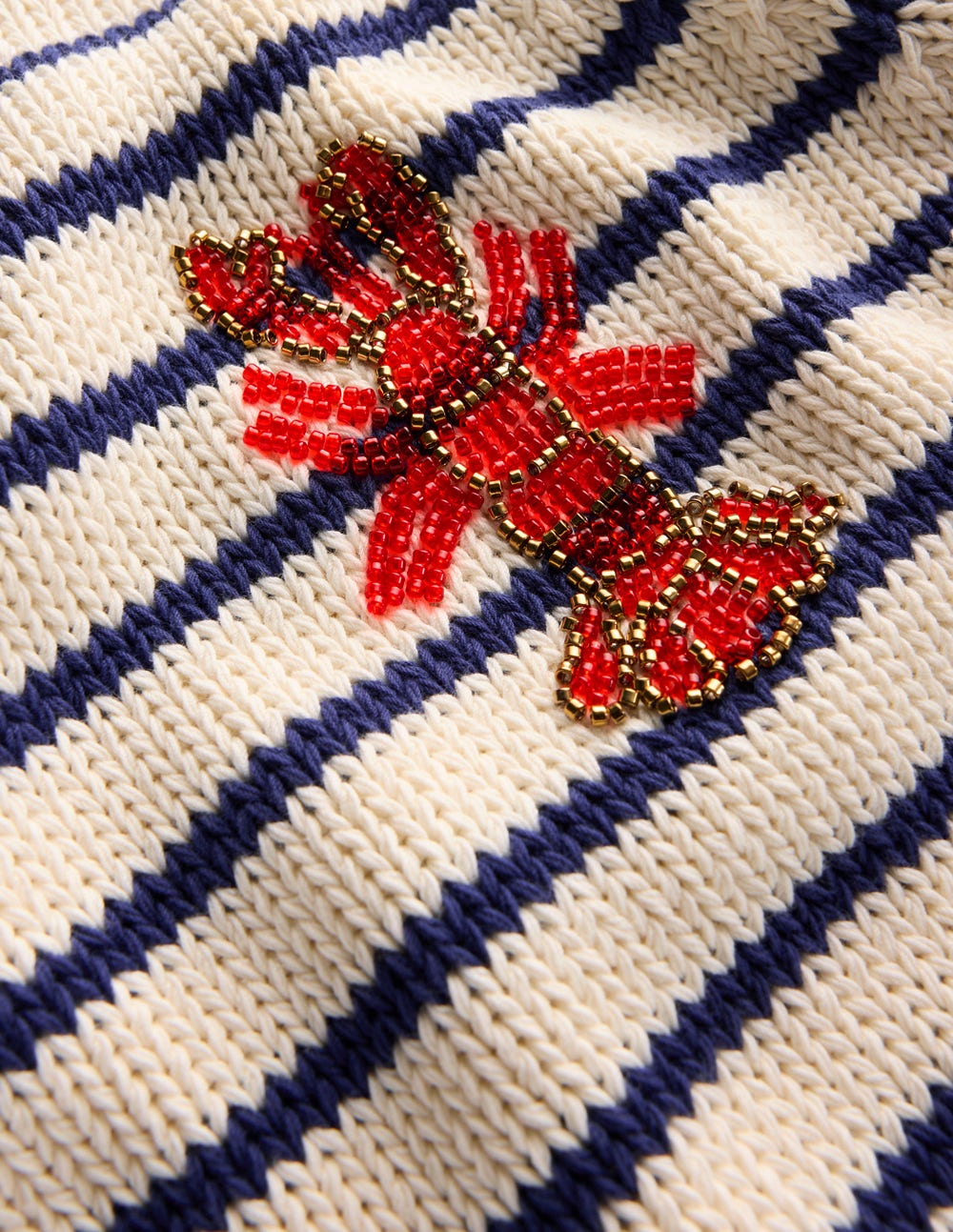 Margot Puff Sleeve T-Shirt-Ivory/ Navy Lobster-8