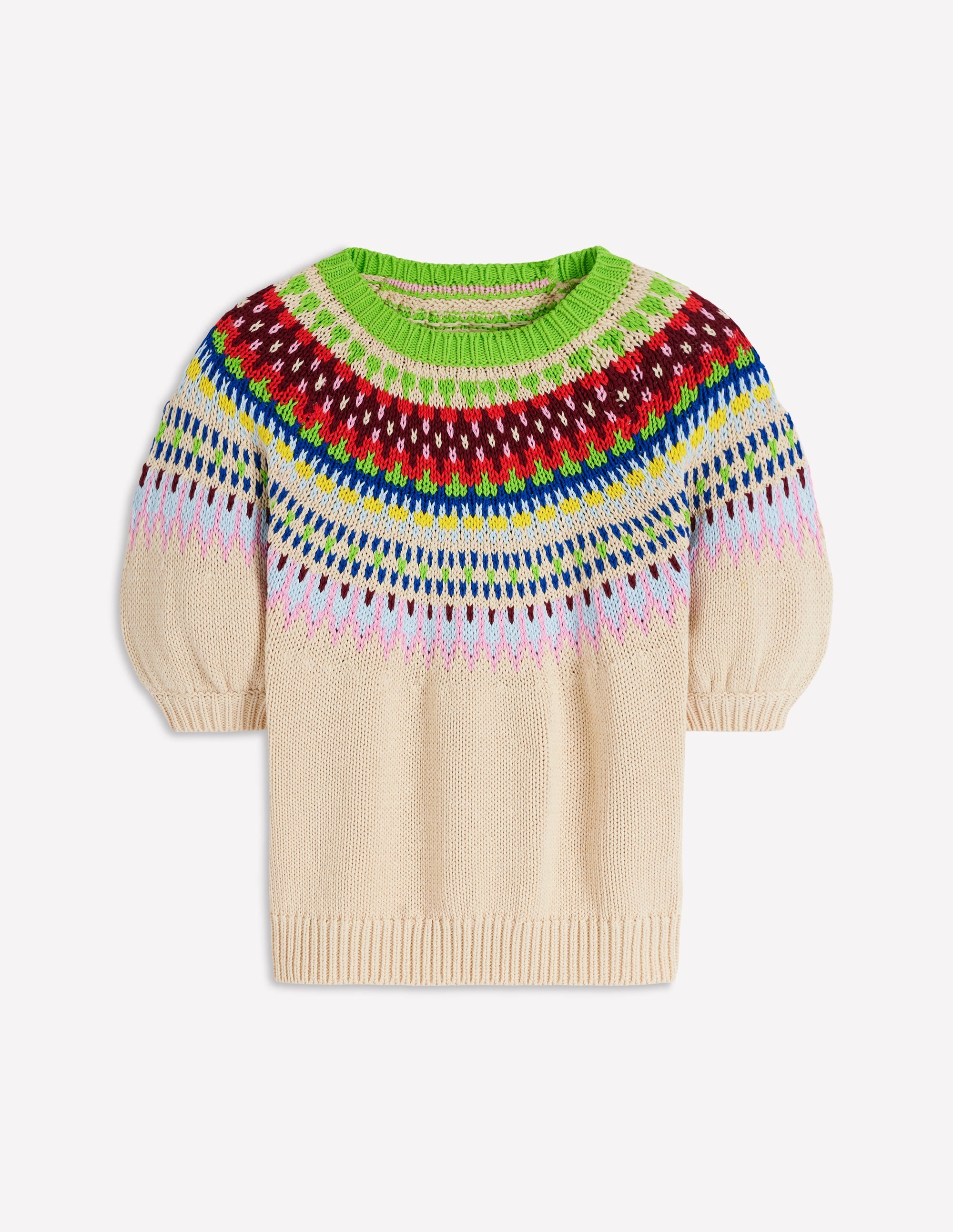 Margot Puff Sleeve T-Shirt-Oatmeal Melange - Image 6
