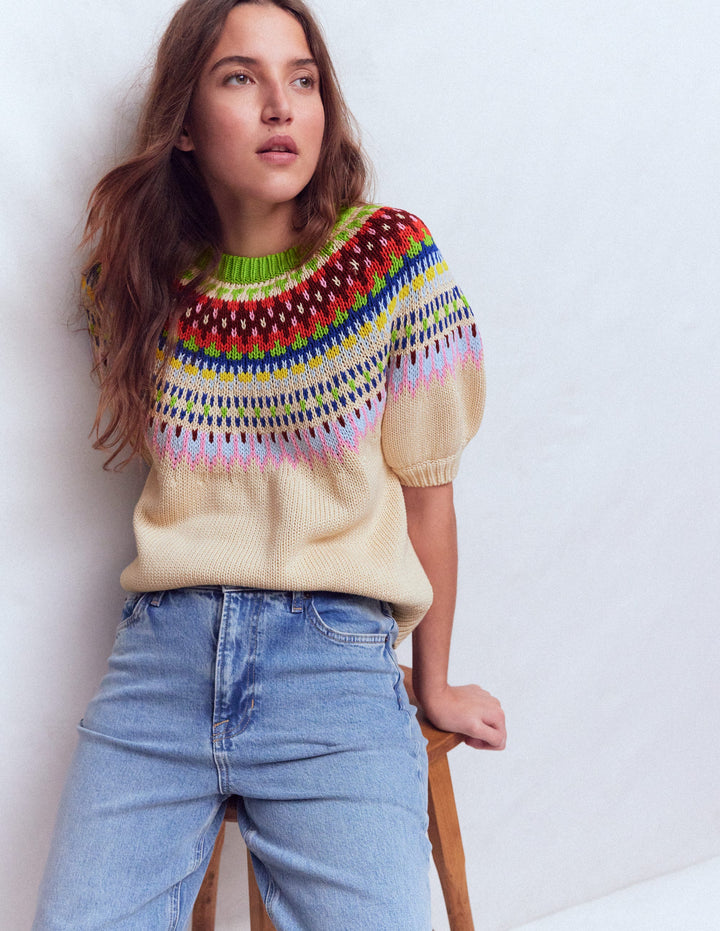 Margot Puff Sleeve T-Shirt-Oatmeal Melange