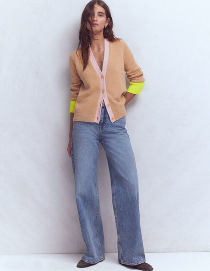 Lucy Relaxed Cotton Cardigan-Camel Melange-4