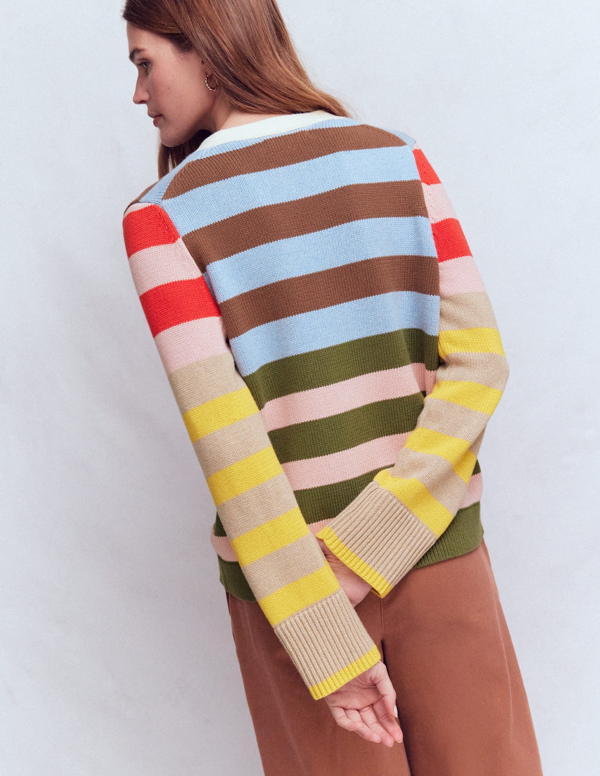 Lucy Relaxed Cotton Cardigan-Multi Hotch - Image 4