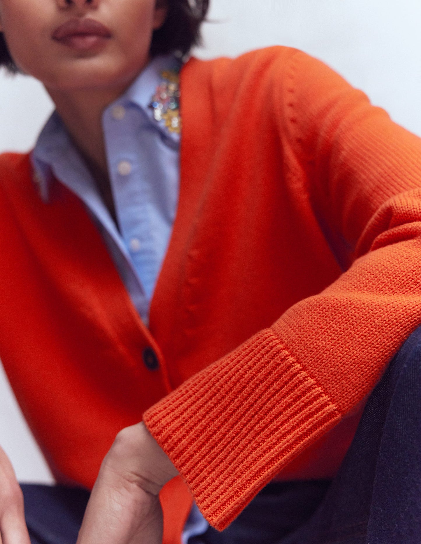 Lucy Relaxed Cotton Cardigan-Bright Orange