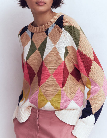Camilla Cotton Argyle Jumper-Multi Argyle-3