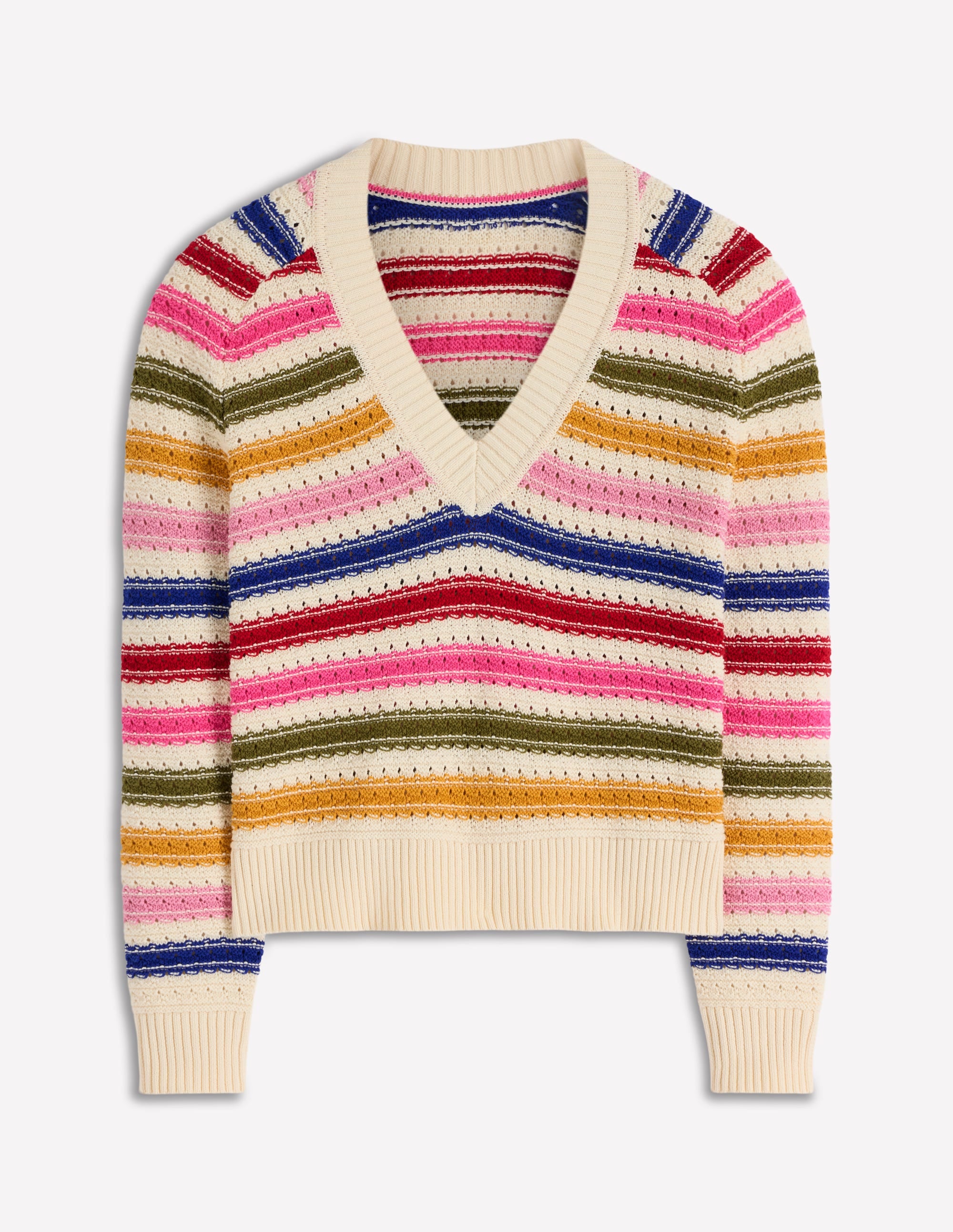 Maeve Textured Cotton Jumper-Multi Stripe - Image 5