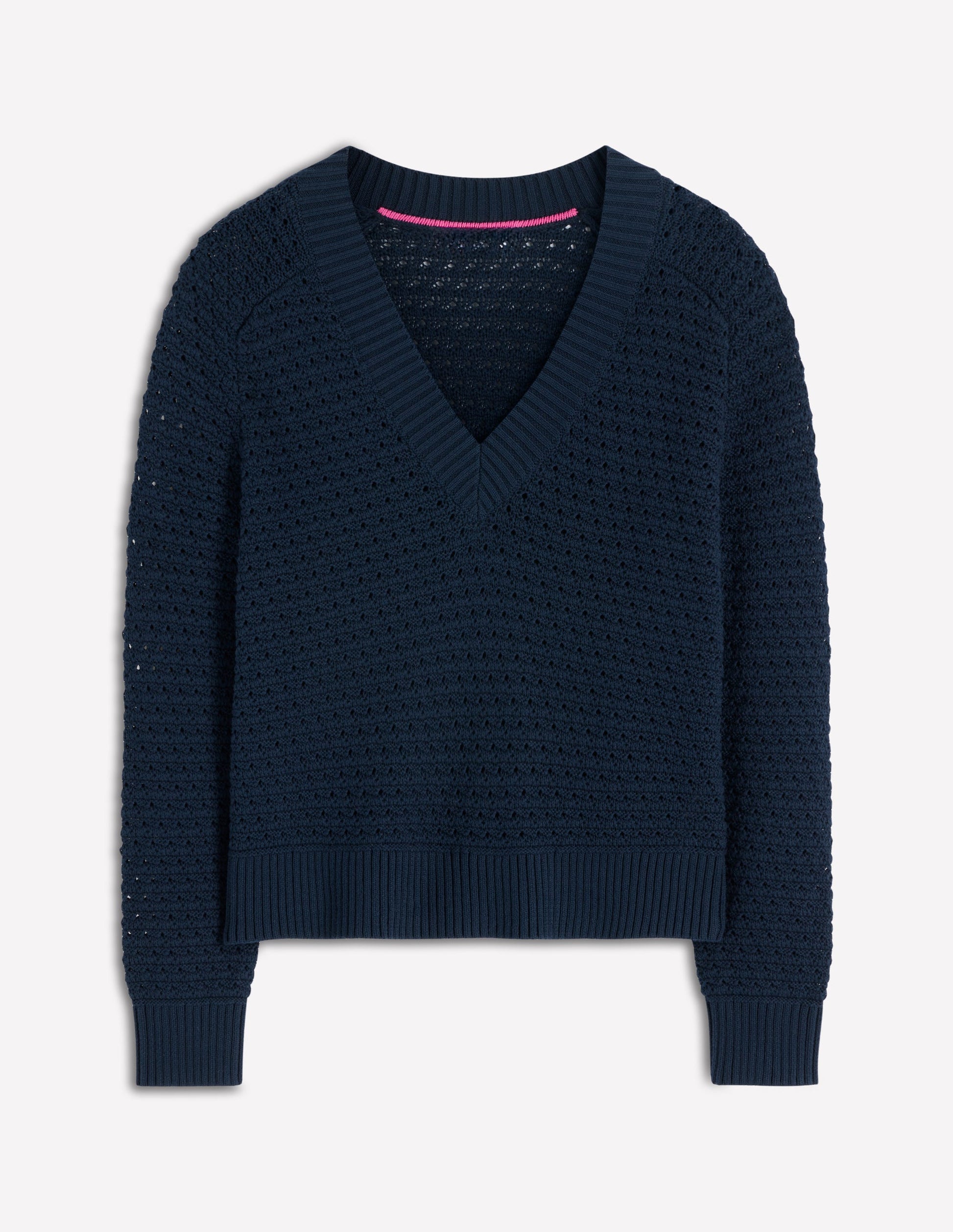Maeve Textured Cotton Jumper-Navy-5